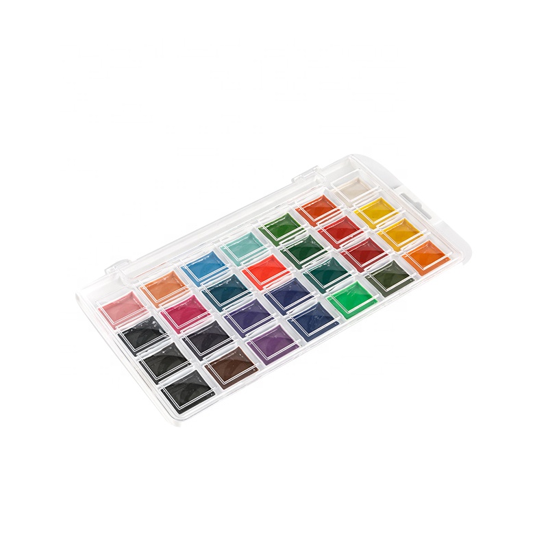 28 Colors Watercolor Paint Set na may Paint Brushes