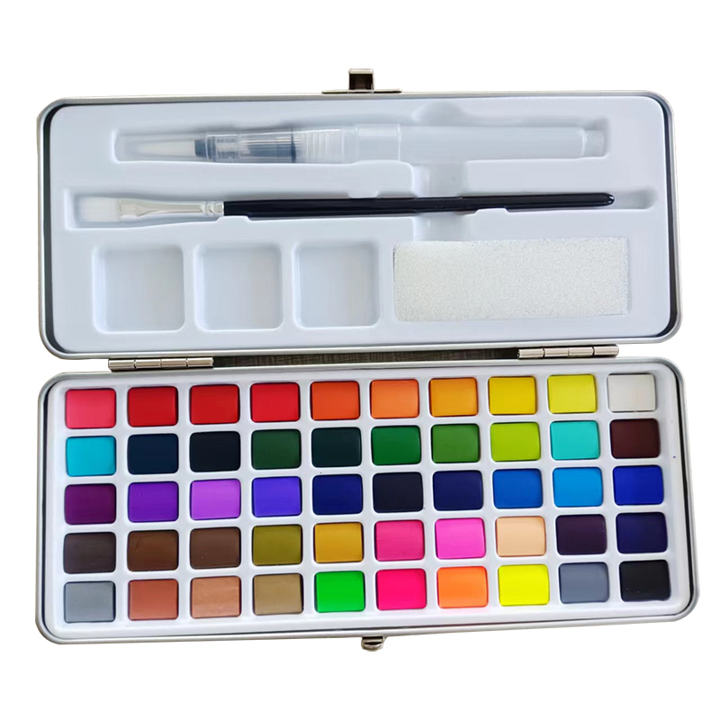 50 Vibrant Water Colors sa Portable Tin Box